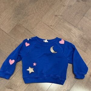 JCrew Kids blue sweatshirt with sparkly appliqué